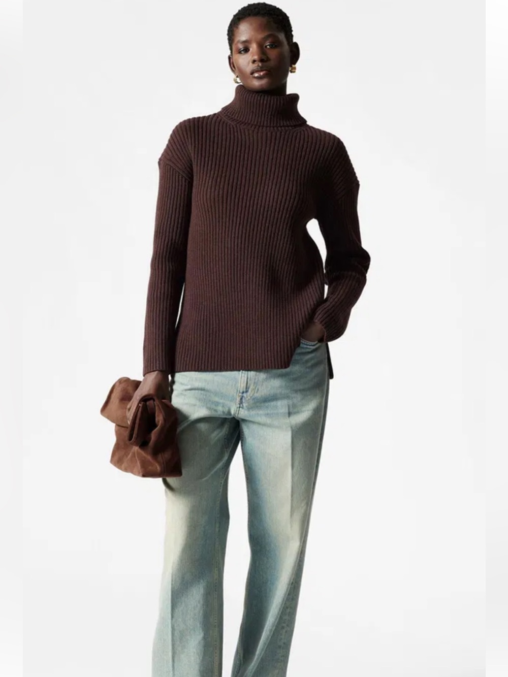 & Other Stories Turtleneck Wool Knit Sweater Women’s Large Oversized Cozy Fall